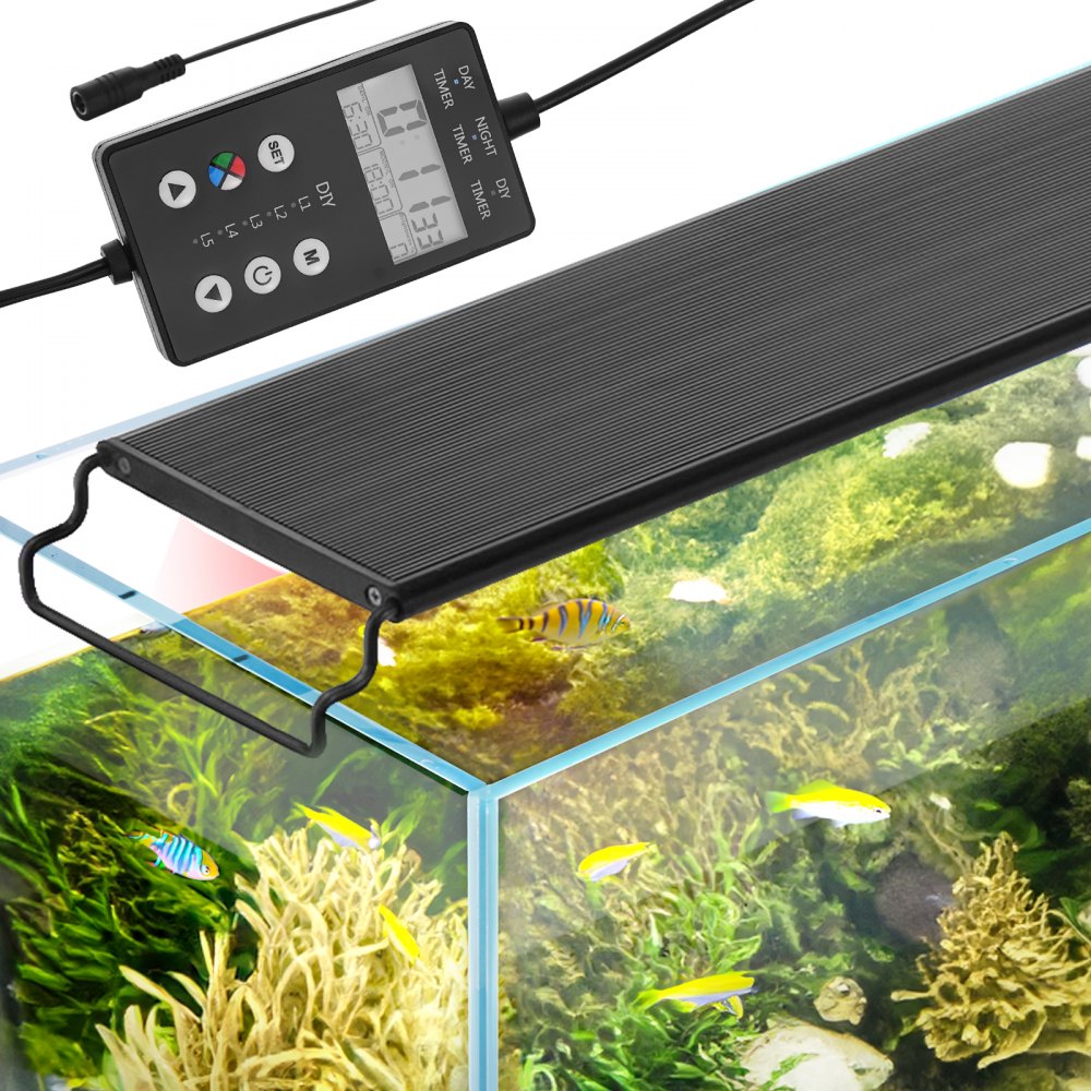 ODDTOOLS Aquarium Light with LCD Monitor, 18W Full Spectrum Fish Tank Light with 24/7 Natural Mode, Adjustable Brightness & Timer - Aluminum Alloy Shell Extendable Brackets for 18"-24" Freshwater Tank