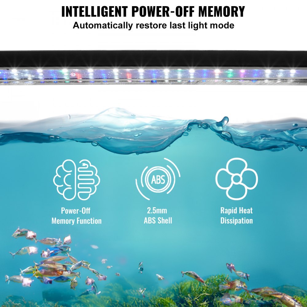 ODDTOOLS Aquarium Light, 26W Full Spectrum Fish Tank Light with 5 Levels Adjustable Brightness, Adjustable Timer and Power-Off Memory, with ABS Shell Extendable Brackets for 36"-42" Freshwater Fish Tank