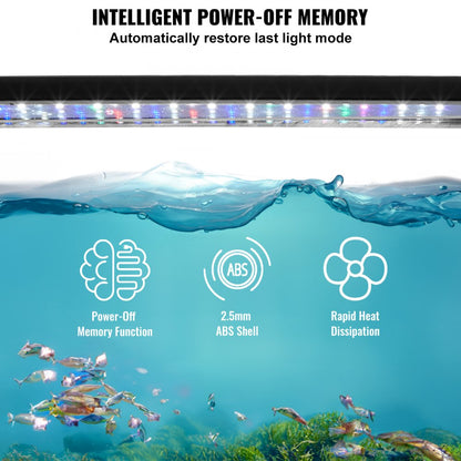 ODDTOOLS Aquarium Light, 26W Full Spectrum Fish Tank Light with 5 Levels Adjustable Brightness, Adjustable Timer and Power-Off Memory, with ABS Shell Extendable Brackets for 36"-42" Freshwater Fish Tank