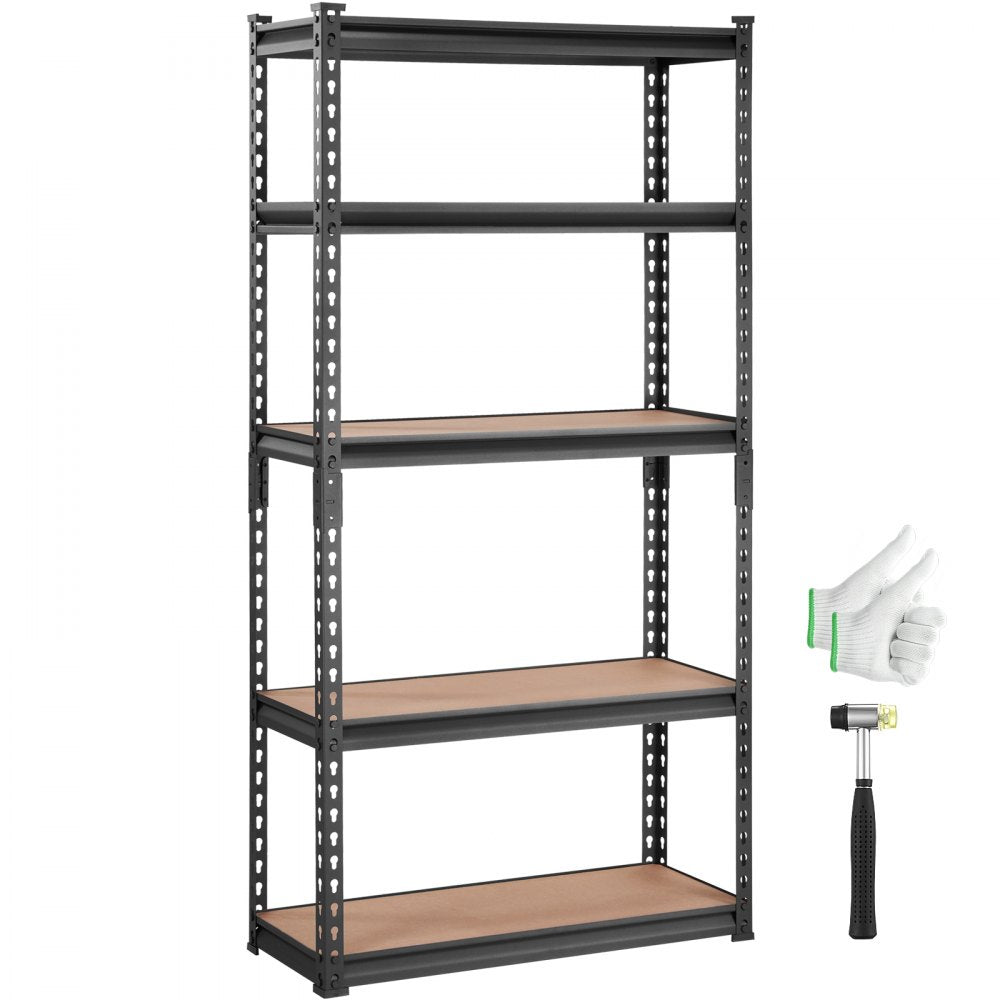 ODDTOOLS Storage Shelving Unit, 5-Tier Adjustable, 2000 lbs Capacity, Heavy Duty Garage Shelves Metal Organizer Utility Rack, Black, 30" L x 12" W x 60" H for Kitchen Pantry Basement Bathroom Laundry