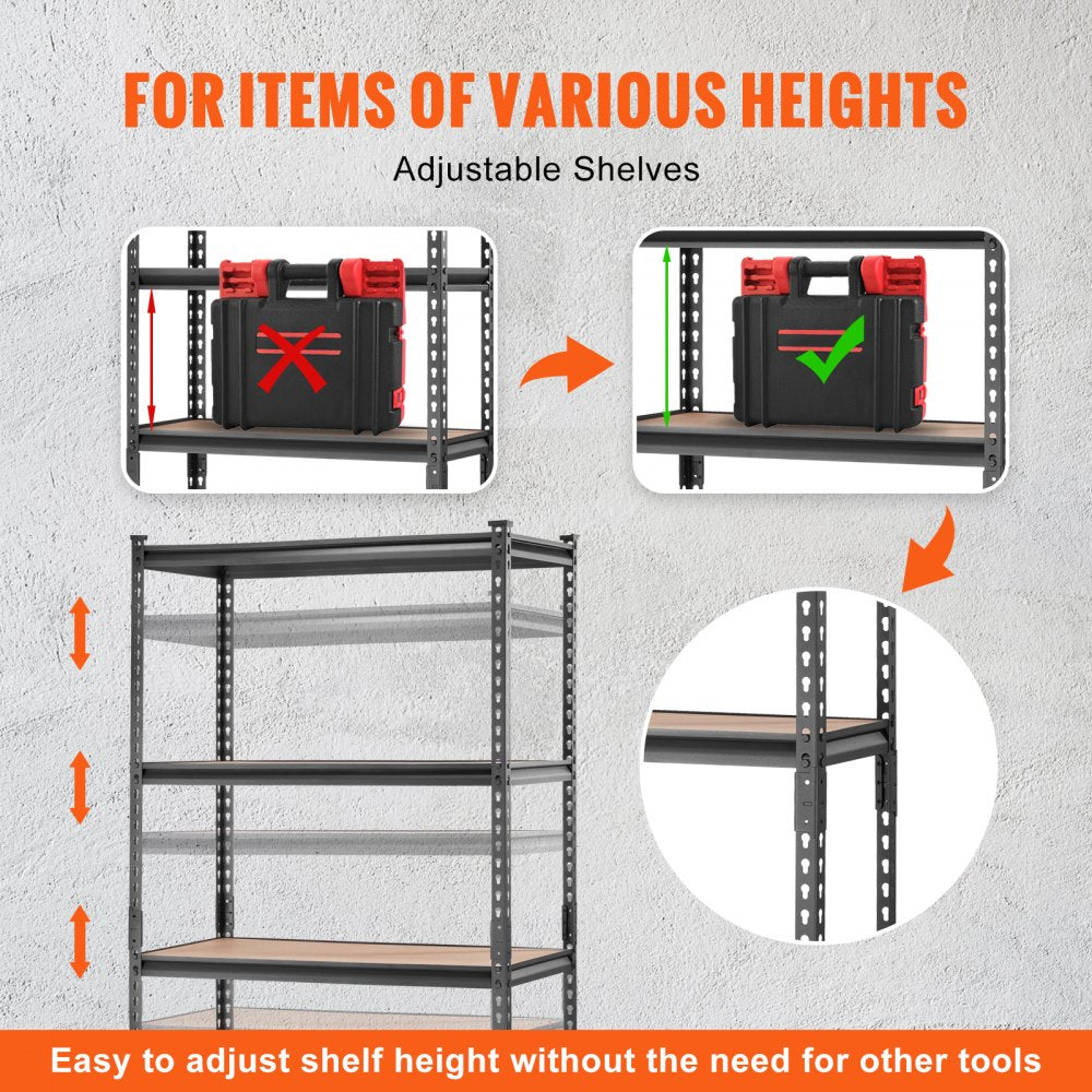 ODDTOOLS Storage Shelving Unit, 5-Tier Adjustable, 2000 lbs Capacity, Heavy Duty Garage Shelves Metal Organizer Utility Rack, Black, 36" L x 18" W x 72" H for Kitchen Pantry Basement Bathroom Laundry