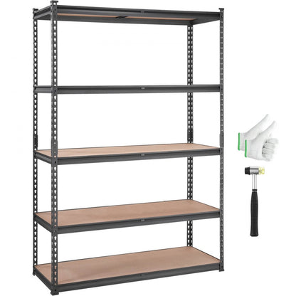 ODDTOOLS Storage Shelving Unit, 5-Tier Adjustable, 2000 lbs Capacity, Heavy Duty Garage Shelves Metal Organizer Utility Rack, Black, 18" D x 48" W x 72" H for Kitchen Pantry Basement Bathroom Laundry