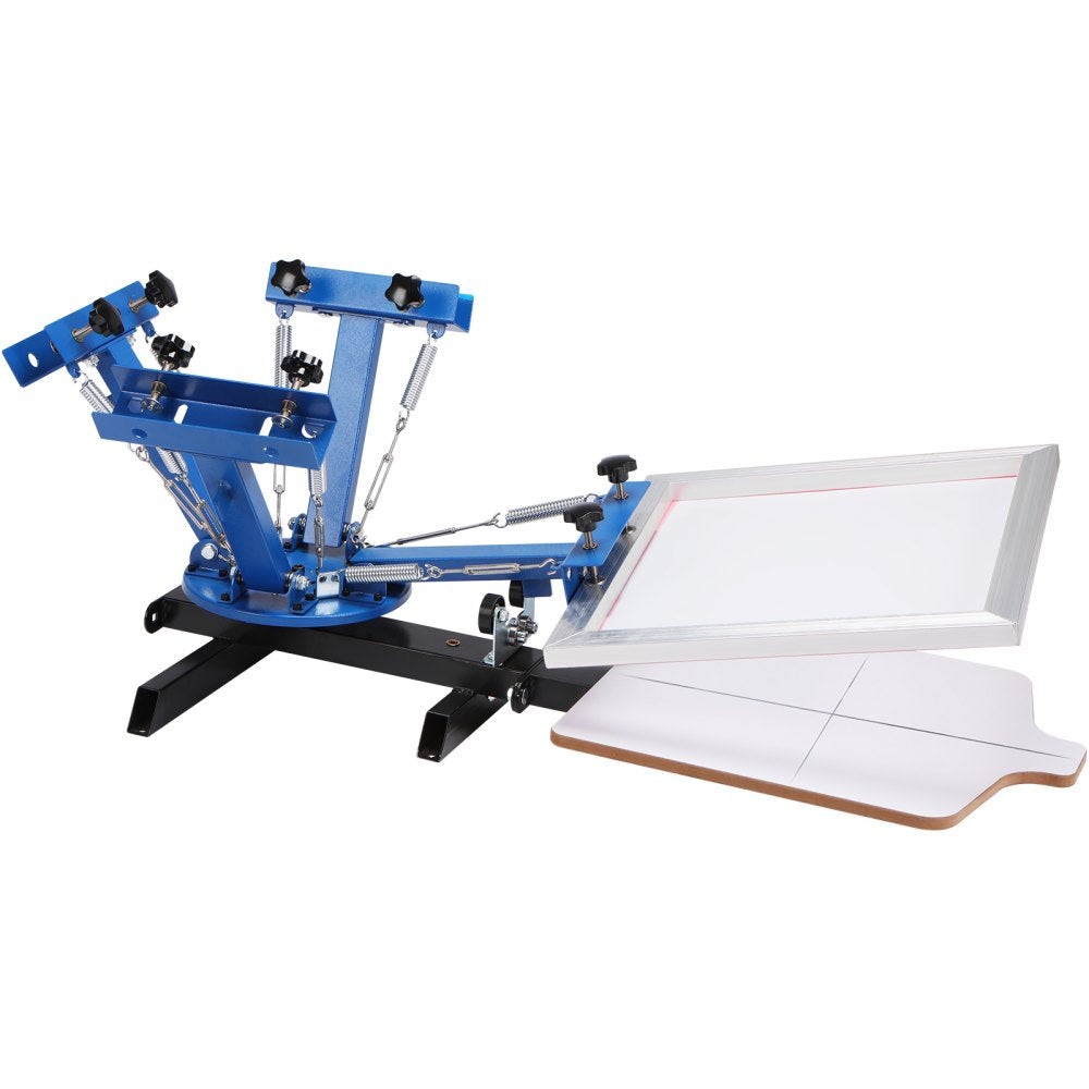 ODDTOOLS 4 Color 1 Station Screen Printing Machine, 21.2x17.7in / 54x45cm Screen Printing Press 360° Rotable Silk, Double-Layer Positioning Pallet for T-Shirt DIY Printing