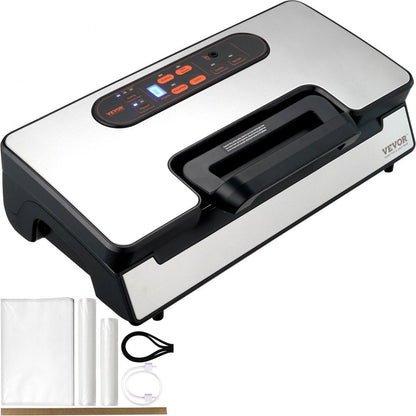 ODDTOOLS Vacuum Sealer Machine, 90Kpa 130W Powerful Dual Pump and Dual Sealing, Dry and Moist Food Storage, Automatic and Manual Air Sealing System with Built-in Cutter, with Seal Bag and External Hose