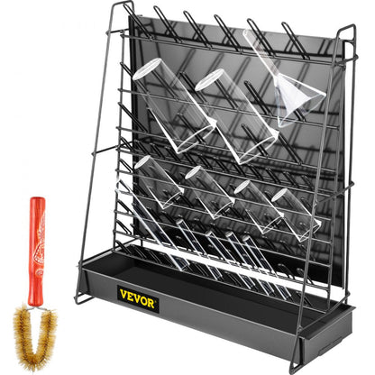 ODDTOOLS Drying Rack for Lab, 90 Pegs Lab Glassware Rack Steel Wire Glassware Drying Rack Wall-Mount/Free-Standing Detachable Pegs Lab Glass Drying Rack Black Cleaning Frame for School Laboratory