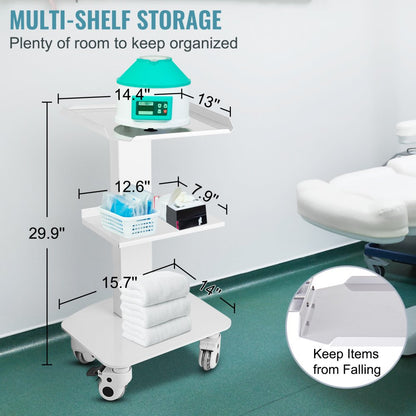 ODDTOOLS 3 Trays Utility Cart 3-Layer Trolley Heavy Duty Lab Dental Rolling Utility Cart with 4 PE Wheels 2 of which can be Locked for Fixing Heavy-Duty with 33Lb Load Capacity