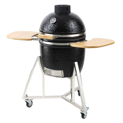 ODDTOOLS 18" Ceramic Barbecue Grill Smoker Portable Round Outdoor Grill for Patio