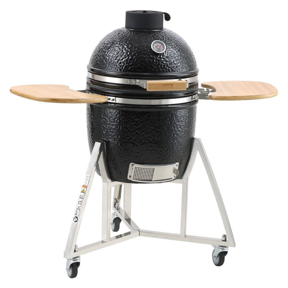 ODDTOOLS 18" Ceramic Barbecue Grill Smoker Portable Round Outdoor Grill for Patio