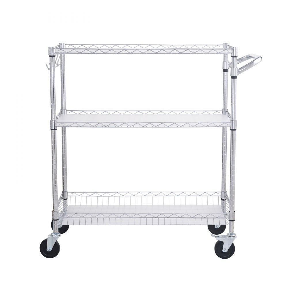 ODDTOOLS 3-Tier Utility Cart Rolling Cart on Wheels 35"x18"x35.5" 661 LBS 6 Hooks