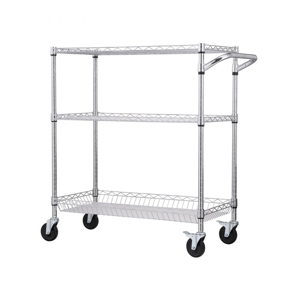 ODDTOOLS 3-Tier Utility Cart Rolling Cart on Wheels 35"x18"x35.5" 661 LBS 6 Hooks