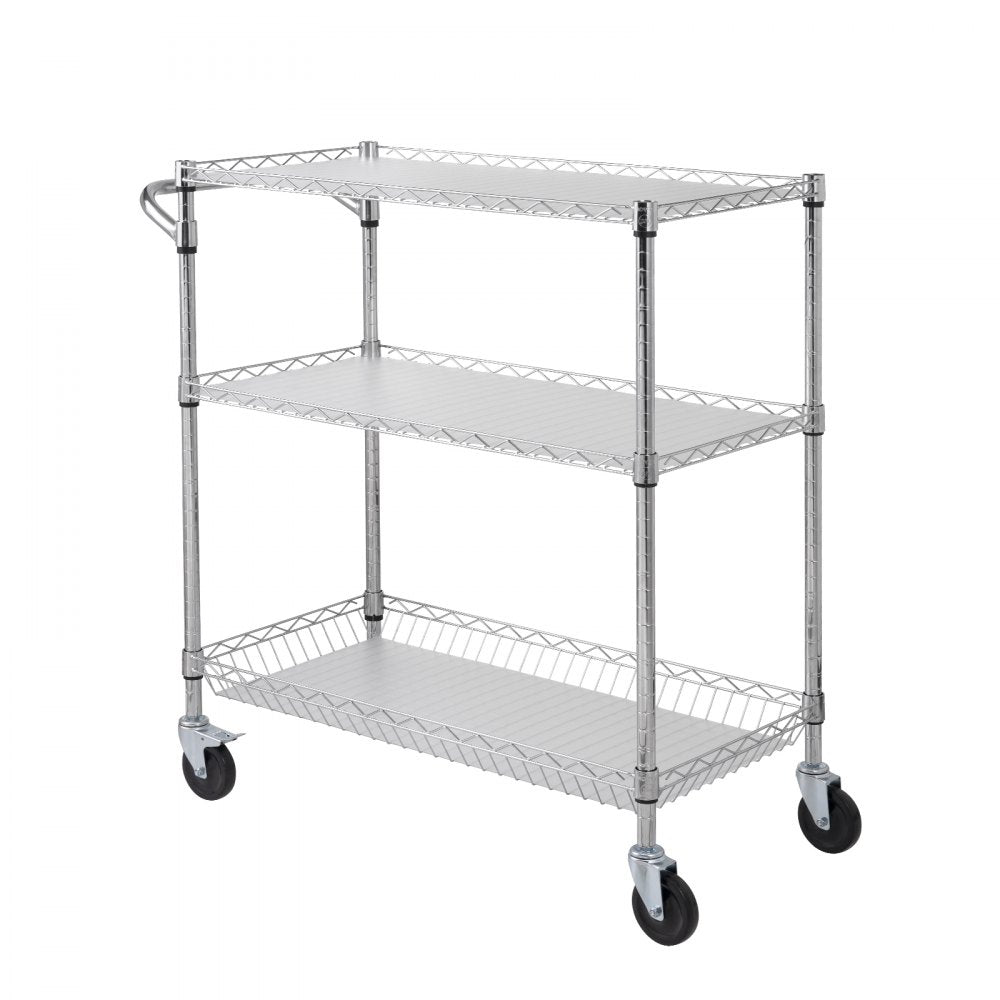 ODDTOOLS 3-Tier Utility Cart Rolling Cart on Wheels 35"x18"x35.5" 661 LBS 6 Hooks