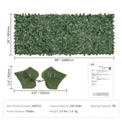 ODDTOOLS 39"x98" Artificial Faux Ivy Leaf Privacy Fence Screen with Mesh Cloth Backing