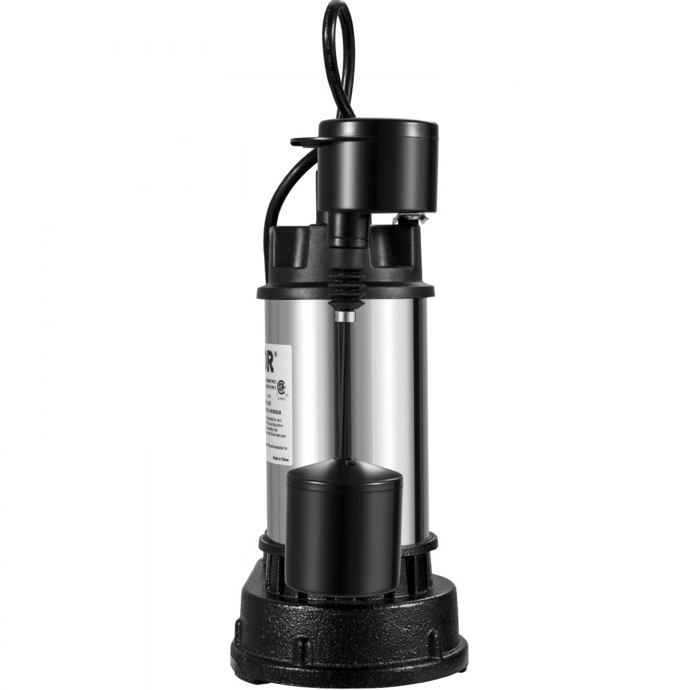 ODDTOOLS 1.5 HP Submersible Cast Iron and Steel Sump Pump, 6000 GPH Submersible Water Pump with Integrated Vertical Float Switch, for Basement Water Basin and Flooding Area