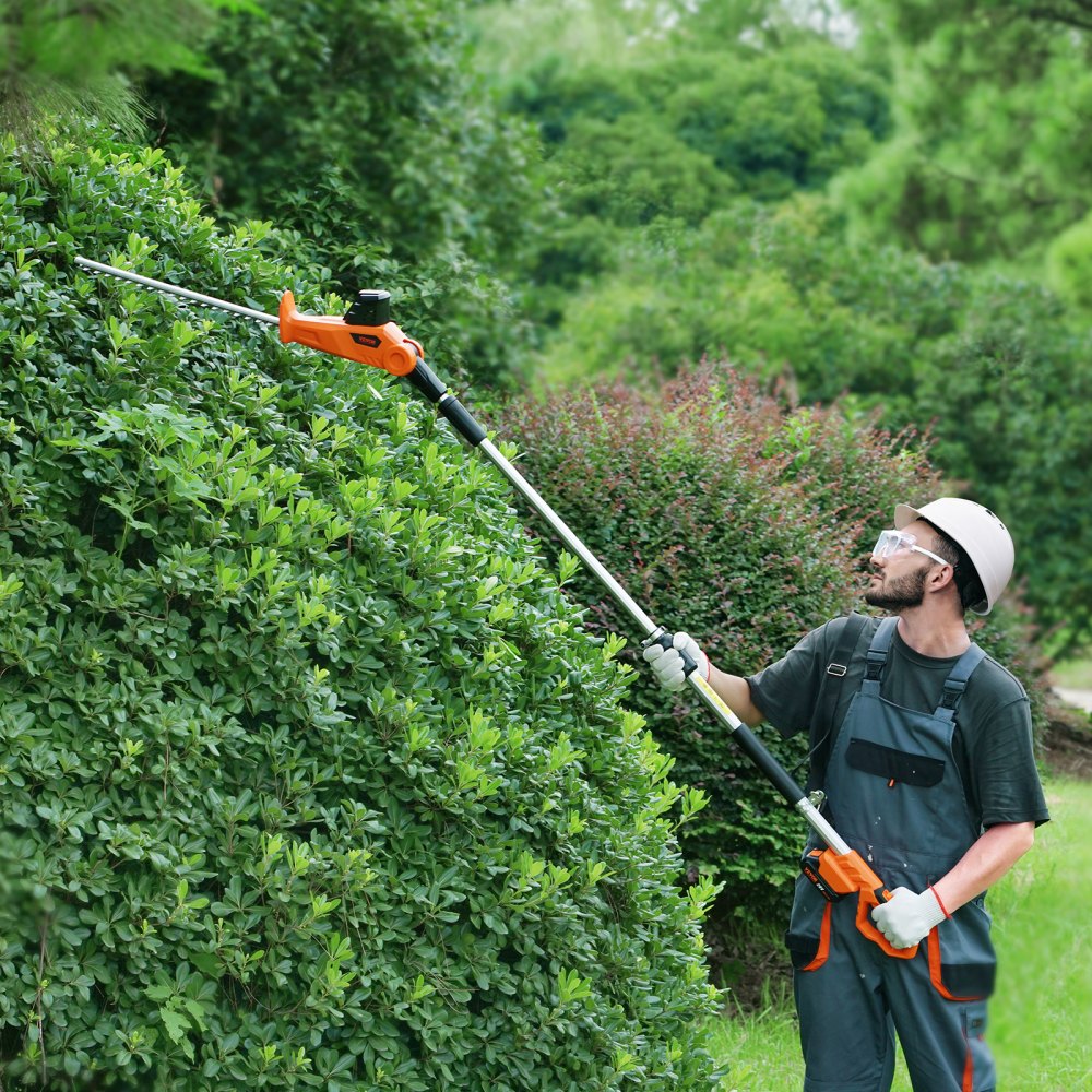 ODDTOOLS 20V Cordless Hedge Trimmer, 18 inch Double-edged Steel Blade, Pole Hedge Trimmer Kit 20V Battery, Fast Charger Included, 74"-94" Telescoping Design for High Branches