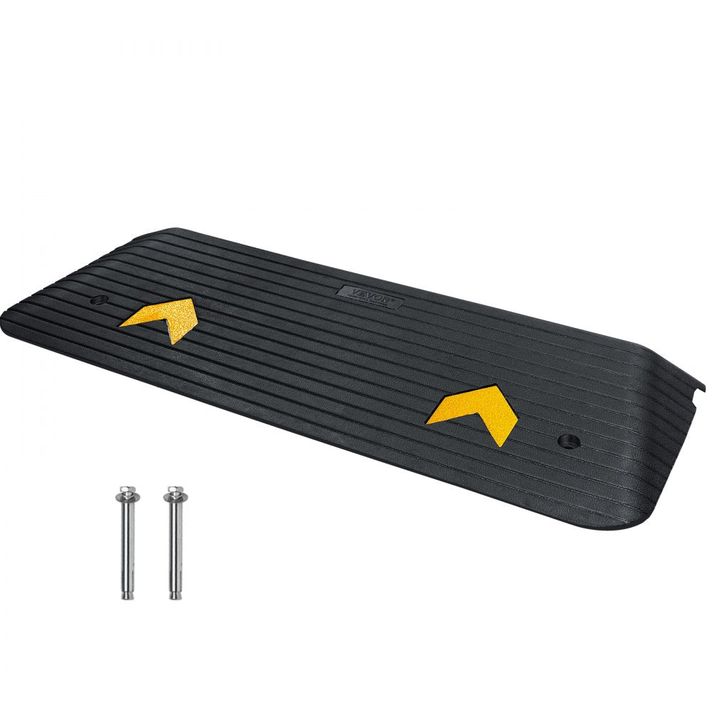 ODDTOOLS Upgraded Rubber Threshold Ramp, 1.5" Rise Wheelchair Ramp Doorway, Natural Curb Ramp Rated 33069Lbs Load Capacity, Non-Slip Textured Surface Rubber Curb Ramp for Wheelchair and Scooter Black