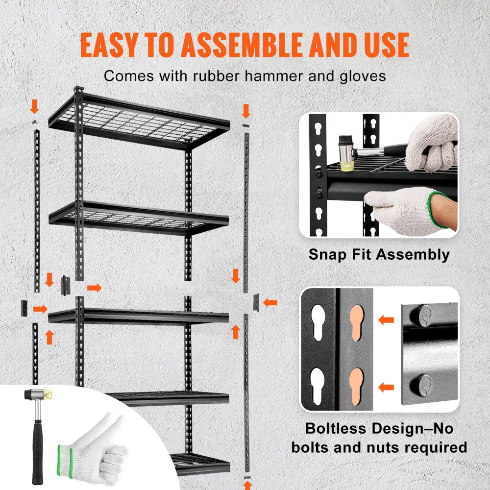 ODDTOOLS Storage Shelving Unit, 5-Tier Adjustable, 2000 lbs Capacity, Heavy Duty Garage Shelves Metal Organizer Wire Rack, Black, 36" L x 16" W x 72" H for Kitchen Pantry Basement Bathroom Laundry Closet