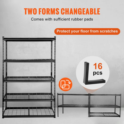 ODDTOOLS Storage Shelving Unit, 5-Tier Adjustable, 2000 lbs Capacity, Heavy Duty Garage Shelves Metal Organizer Wire Rack, Black, 48" L x 24" W x 72" H for Kitchen Pantry Basement Bathroom Laundry Closet