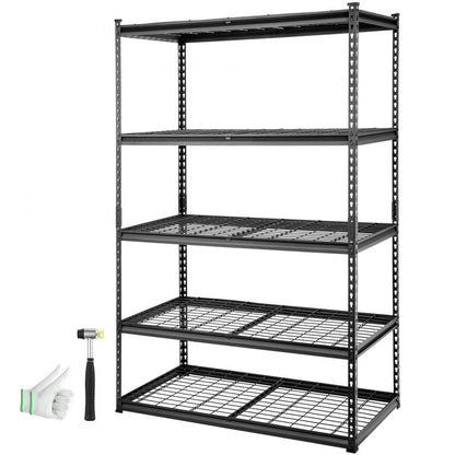 ODDTOOLS Storage Shelving Unit, 5-Tier Adjustable, 2000 lbs Capacity, Heavy Duty Garage Shelves Metal Organizer Wire Rack, Black, 48" L x 24" W x 72" H for Kitchen Pantry Basement Bathroom Laundry Closet