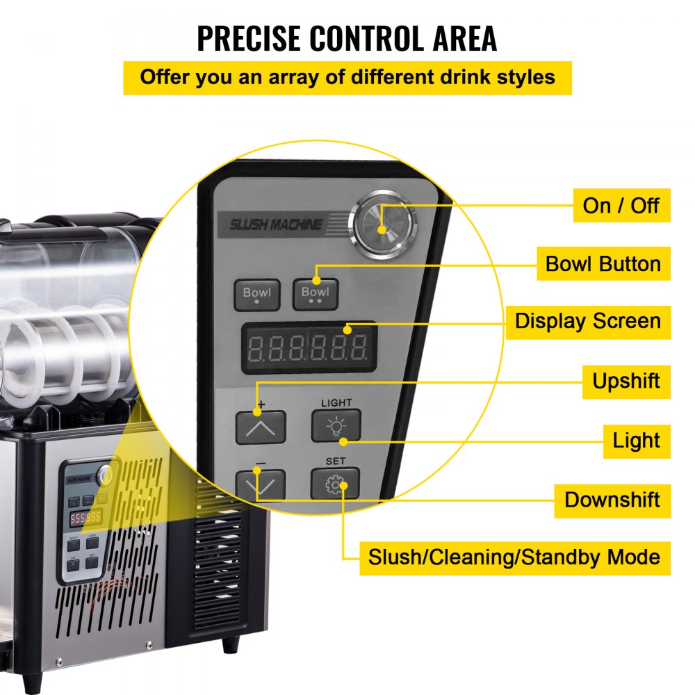 ODDTOOLS Commercial Slushy Machine, 3LX2 Tank Slush Drink Maker, 340W Frozen Drink Machine with Temperature Preservation, Stainless Steel Home Slush Frozen Drink Machine with Automatic Clean, Black