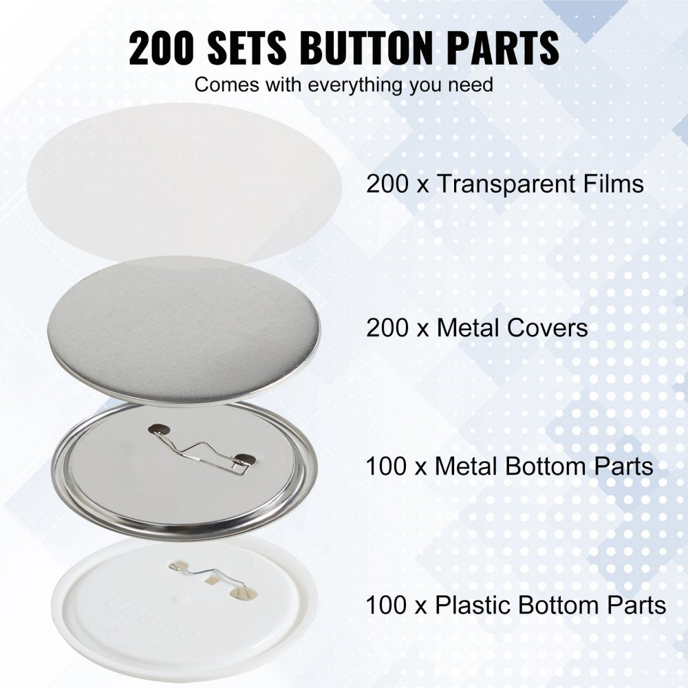 ODDTOOLS 3" 75mm Button Badge Parts Supplies for Button Maker Machine 200 Sets