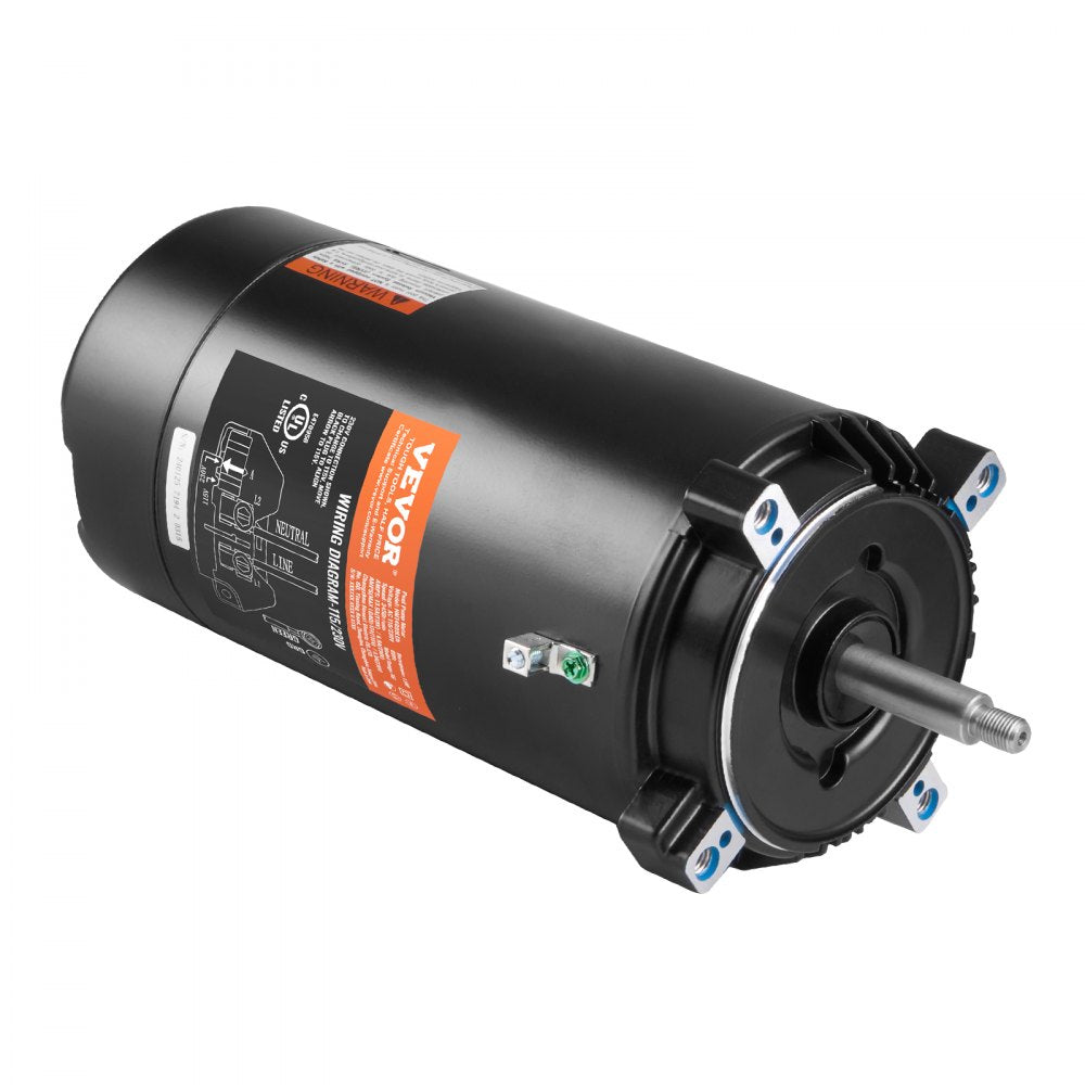 ODDTOOLS 1.5 HP Pool Pump Motor, 56J Frame, 115V(13.6 Amps)/230V(6.8 Amps) 3450 RPM, 60Hz, 1.3 Service Factor, 90μF/250V Capacitor, CCW Rotation Round Flange Replacement Motor