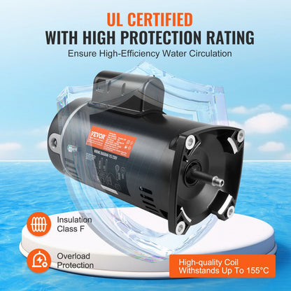 ODDTOOLS 1.5HP Pool Pump Motor 115/230V 12.8/6.4A 56Y 3450RPM 90μF/250V Capacitor