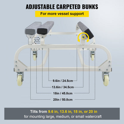 ODDTOOLS Jet Ski Dolly, 1000 LBS Capacity Hand Truck Dolly for Moving Watercraft PWC, Adjustable Width Jet Ski Moving Dolly with Four Casters & Two Brakes, Heavy Duty Dolly for Ski Fishing Boat Sailboat