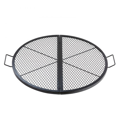 ODDTOOLS X-Marks Fire Pit Grill Grate, Foldable Round Cooking Grate, Heavy Duty Steel Campfire BBQ Grill Grid with Handle and Support X Wire, Portable Camping Cookware for Outside Party, 36 Inch Black