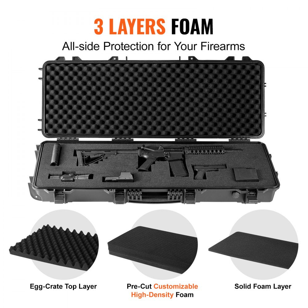 ODDTOOLS Tactical Range Case, Outdoor Tactical Hard Case with 3 Layers Fully-protective Foams, 42 inch lockable Hard Tactical Range Case with Wheels, IP67 Waterproof & Crushproof