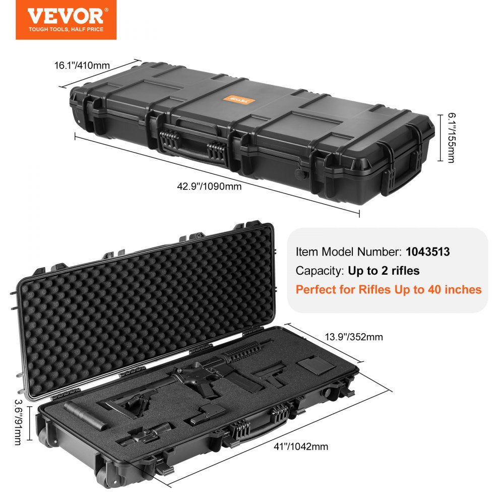 ODDTOOLS Tactical Range Case, Outdoor Tactical Hard Case with 3 Layers Fully-protective Foams, 42 inch lockable Hard Tactical Range Case with Wheels, IP67 Waterproof & Crushproof