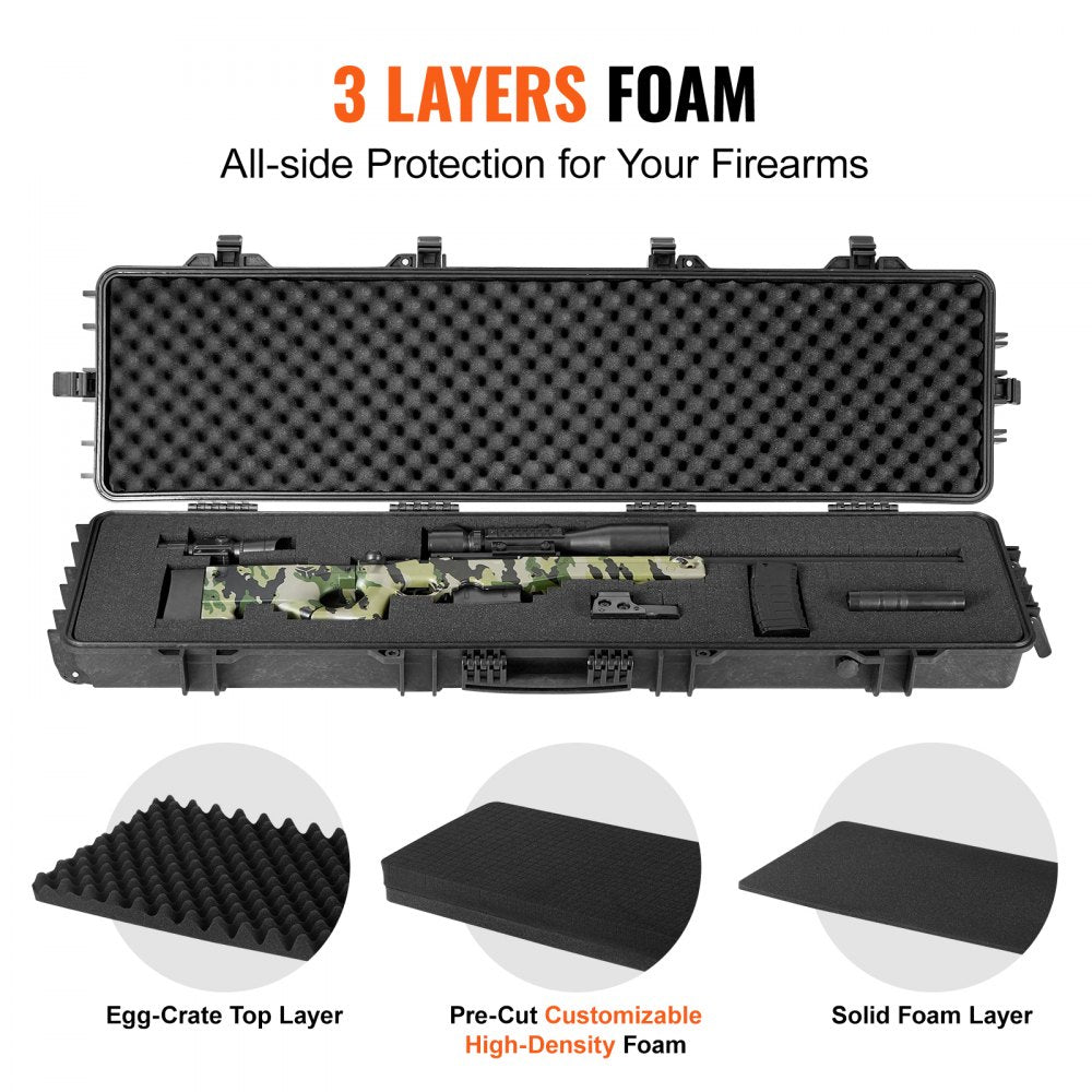 ODDTOOLS Tactical Range Case, Outdoor Tactical Hard Case with 3 Layers Fully-protective Foams, 50 inch lockable Hard Tactical Range Case with Wheels, IP67 Waterproof & Crushproof