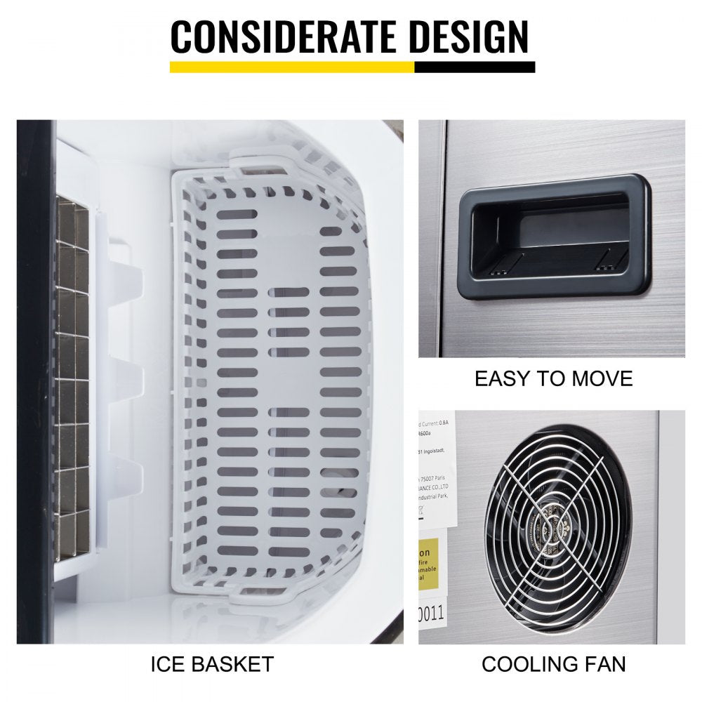 ODDTOOLS 110V Portable Ice Maker Countertop 40 LBS in 24 Hours, Ice Maker Machine with Ice Scoop and Basket,Counter Top Ice Maker Machine Compact and Self Cleaning for Home/Kitchen/Office (Sliver)