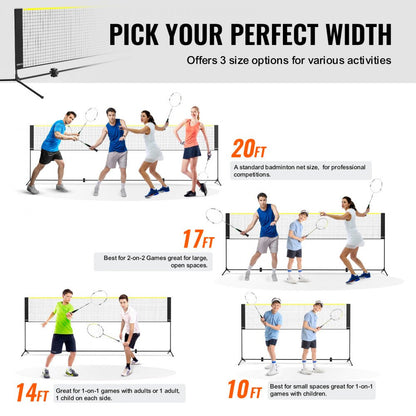 ODDTOOLS Badminton Net, Height Adjustable Volleyball Net, 10ft Wide Foldable Pickleball Net, Portable Easy Setup Tennis Net Set with Poles, Stand and Carry Bag, for Kids Backyard Game Indoor Outdoor Use