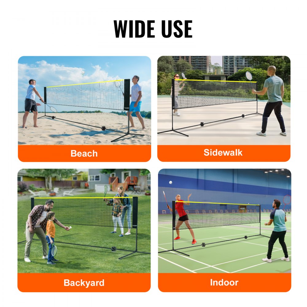 ODDTOOLS Badminton Net, Height Adjustable Volleyball Net, 10ft Wide Foldable Pickleball Net, Portable Easy Setup Tennis Net Set with Poles, Stand and Carry Bag, for Kids Backyard Game Indoor Outdoor Use