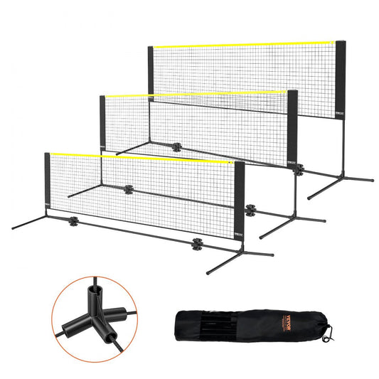 ODDTOOLS Badminton Net, Height Adjustable Volleyball Net, 10ft Wide Foldable Pickleball Net, Portable Easy Setup Tennis Net Set with Poles, Stand and Carry Bag, for Kids Backyard Game Indoor Outdoor Use