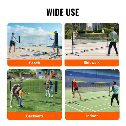 ODDTOOLS Badminton Net, Height Adjustable Volleyball Net, 14ft Wide Foldable Pickleball Net, Portable Easy Setup Tennis Net Set with Poles, Stand and Carry Bag, for Kids Backyard Game Indoor Outdoor Use