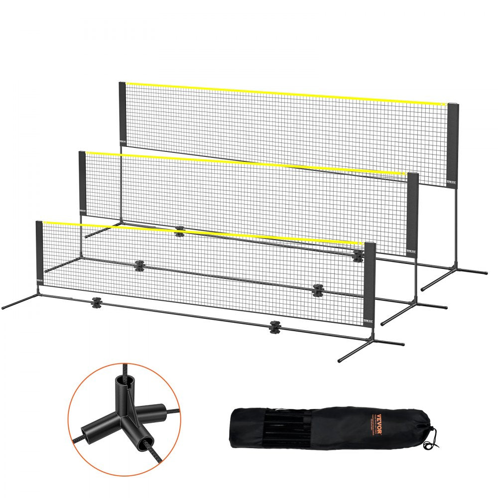 ODDTOOLS Badminton Net, Height Adjustable Volleyball Net, 14ft Wide Foldable Pickleball Net, Portable Easy Setup Tennis Net Set with Poles, Stand and Carry Bag, for Kids Backyard Game Indoor Outdoor Use