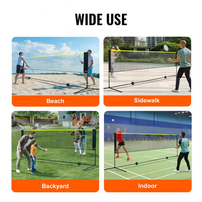 ODDTOOLS Badminton Net, Height Adjustable Volleyball Net, 17ft Wide Foldable Pickleball Net, Portable Easy Setup Tennis Net Set with Poles, Stand and Carry Bag, for Kids Backyard Game Indoor Outdoor Use