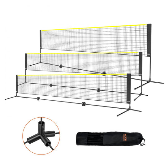 ODDTOOLS Badminton Net, Height Adjustable Volleyball Net, 17ft Wide Foldable Pickleball Net, Portable Easy Setup Tennis Net Set with Poles, Stand and Carry Bag, for Kids Backyard Game Indoor Outdoor Use