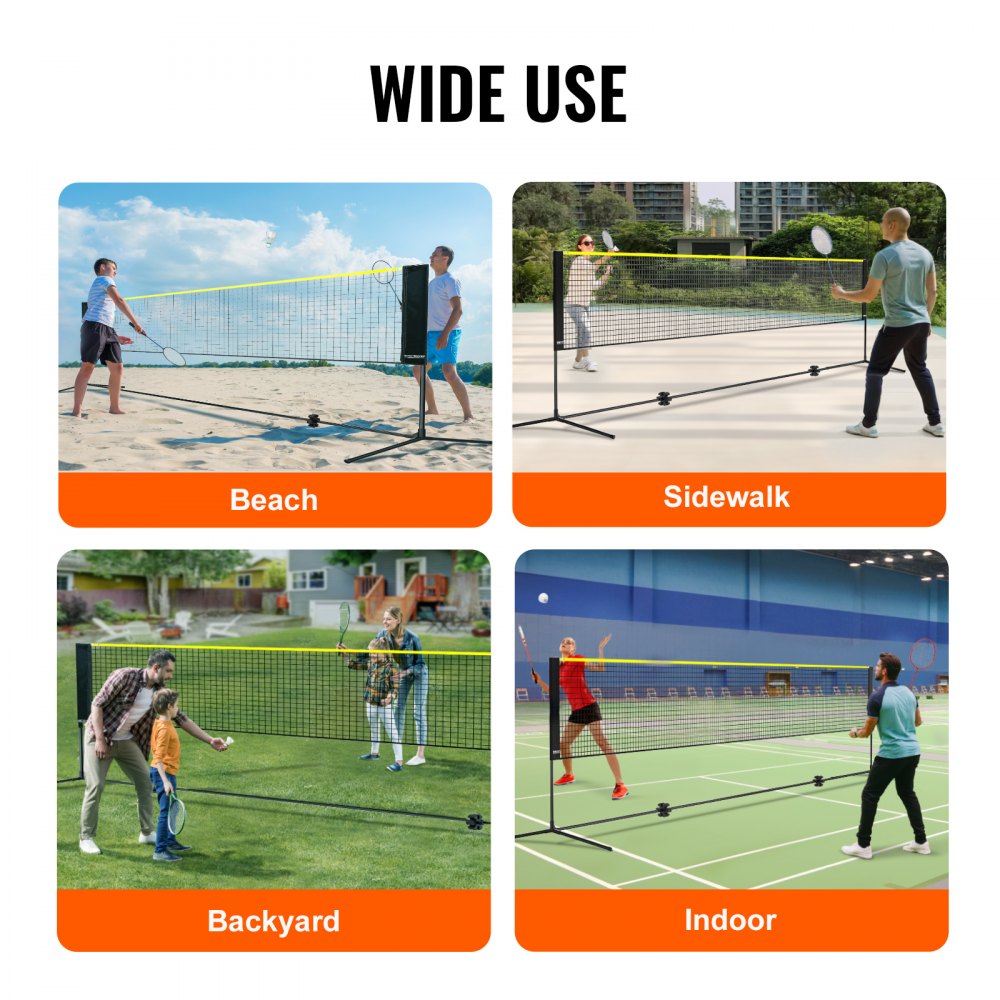 ODDTOOLS Badminton Net, Height Adjustable Volleyball Net, 20ft Wide Foldable Pickleball Net, Portable Tennis Net Set with Poles, Stand, Bag, Rackets, Nylon Shuttlecocks, Kid Backyard Indoor Outdoor Use