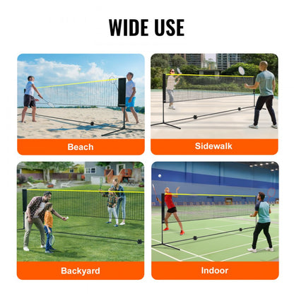 ODDTOOLS Badminton Net, Height Adjustable Volleyball Net, 20ft Wide Foldable Pickleball Net, Portable Tennis Net Set with Poles, Stand, Bag, Rackets, Nylon Shuttlecocks, Kid Backyard Indoor Outdoor Use