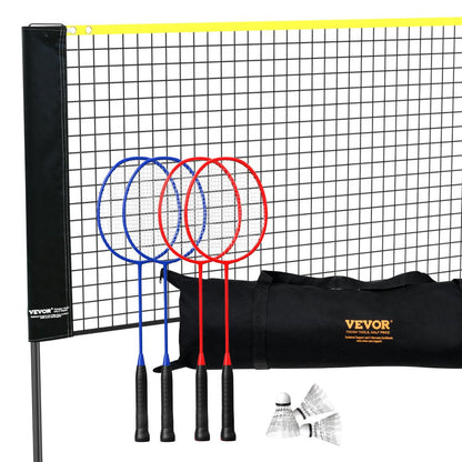 ODDTOOLS Badminton Net, Height Adjustable Volleyball Net, 20ft Wide Foldable Pickleball Net, Portable Tennis Net Set with Poles, Stand, Bag, Rackets, Nylon Shuttlecocks, Kid Backyard Indoor Outdoor Use