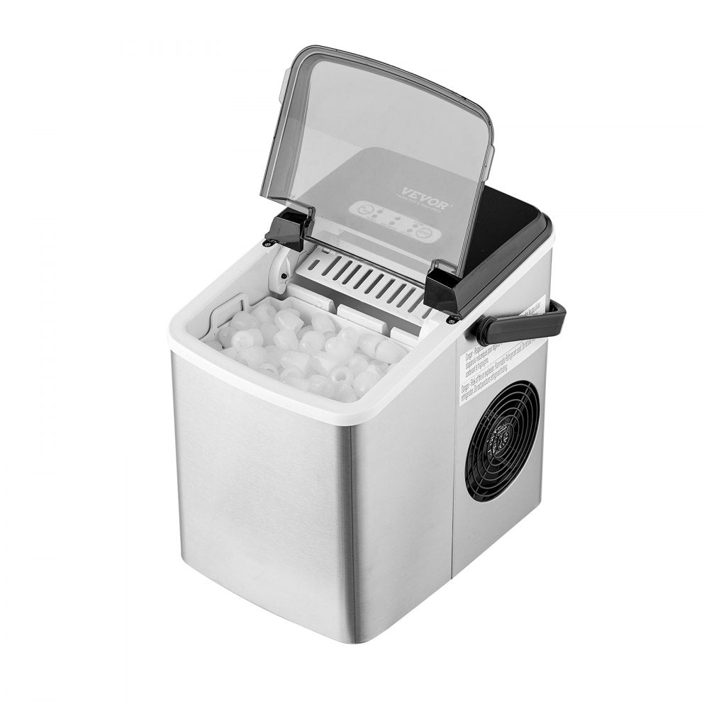 ODDTOOLS Countertop Ice Maker, 9 Cubes Ready in 7 Mins, 26lbs in 24Hrs, Self-Cleaning Portable Ice Maker with Ice Scoop and Basket, Stainless Steel Ice Machine with 2 Size Bullet Ice for Home Kitchen Bar