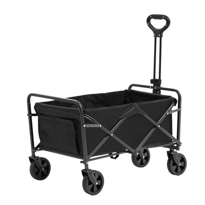 ODDTOOLS Collapsible Folding Wagon, 2 cu.ft Beach Wagon Cart with All-Terrain 5in Wheels, Heavy Duty Folding Wagon Cart 220 lbs Weight Capacity with Drink Holders, Sports Wagon for Camping, Shopping, Gar