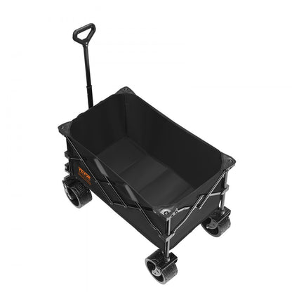 ODDTOOLS Collapsible Folding Wagon, 220 L Beach Wagon Cart with All-Terrain Wheels, Heavy Duty Folding Wagon Cart Max 330 lbs with Drink Holders, Sports Wagon for Camping, Shopping, Garden