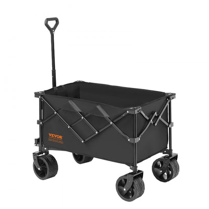 ODDTOOLS Collapsible Folding Wagon, 220 L Beach Wagon Cart with All-Terrain Wheels, Heavy Duty Folding Wagon Cart Max 330 lbs with Drink Holders, Sports Wagon for Camping, Shopping, Garden