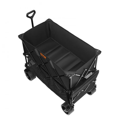 ODDTOOLS Foldable Double Decker Wagon, 400L Collapsible Wagon Cart with All-Terrain Wheels, Heavy Duty Folding Wagon Cart 450 lbs Weight Capacity for Camping, Shopping, Garden, 52" Extra Long Extender