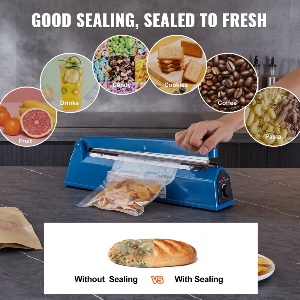 ODDTOOLS Impulse Sealer 12 inch, Manual Heat Seal Machine with Adjustable Heating Mode, ABS Shrink Wrap Bag Sealers for Plastic Mylar PE PP Bags, Portable Poly Bag Sealing Machine with Extra Replace Kit