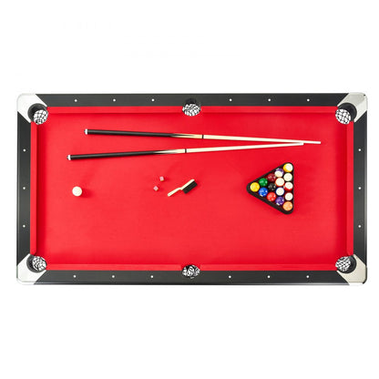 ODDTOOLS Billiards Table, 7 ft Pool Table, Portable Foldable Space-Saving Table, Billiard Table Set Includes Balls, Cues, Chalks and Brush, Black with Red Cloth, Perfect for Family Game Room Kids Adults