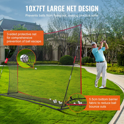 ODDTOOLS 10.8x7ft Golf Practice Hitting Net Indoor Personal Driving Range Training